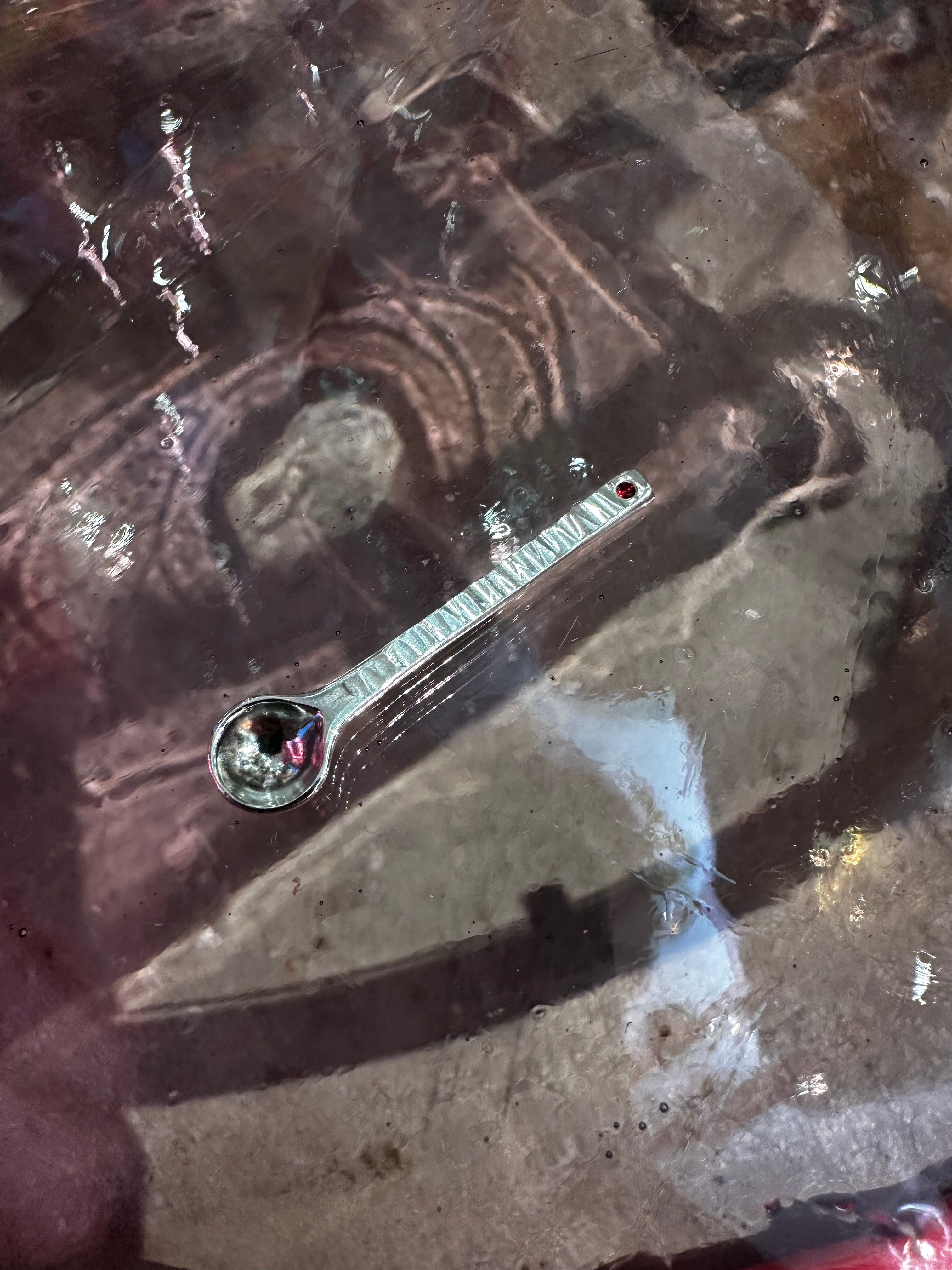 “Pinch of” Sterling Silver Spoon Hand-set with Anthill Garnet